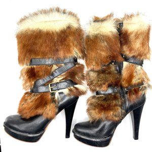 UGG High-Heeled Foxley Lamb Fur Boots RARE